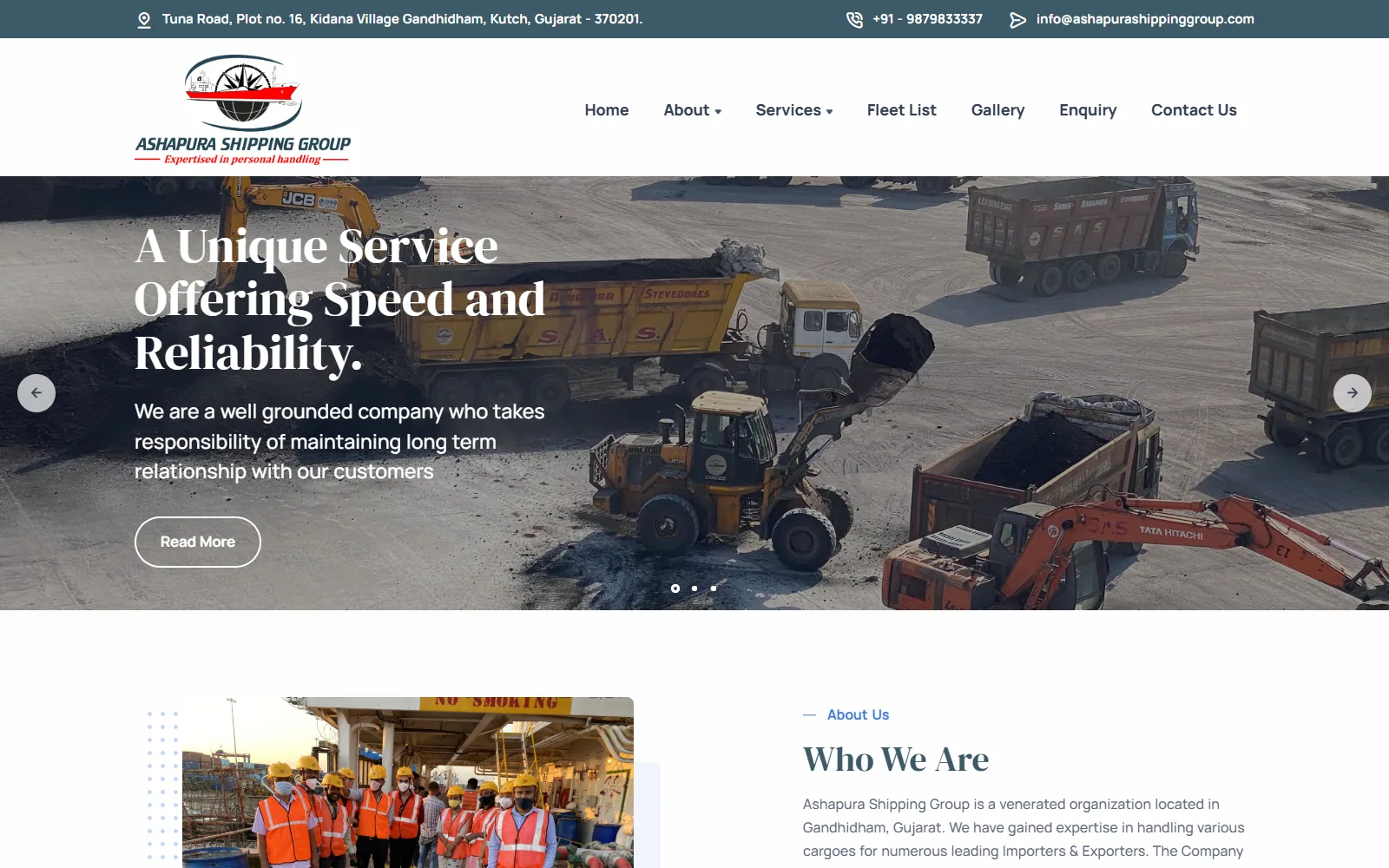 Ashapura Shipping Group website built by Innovative (ISD)