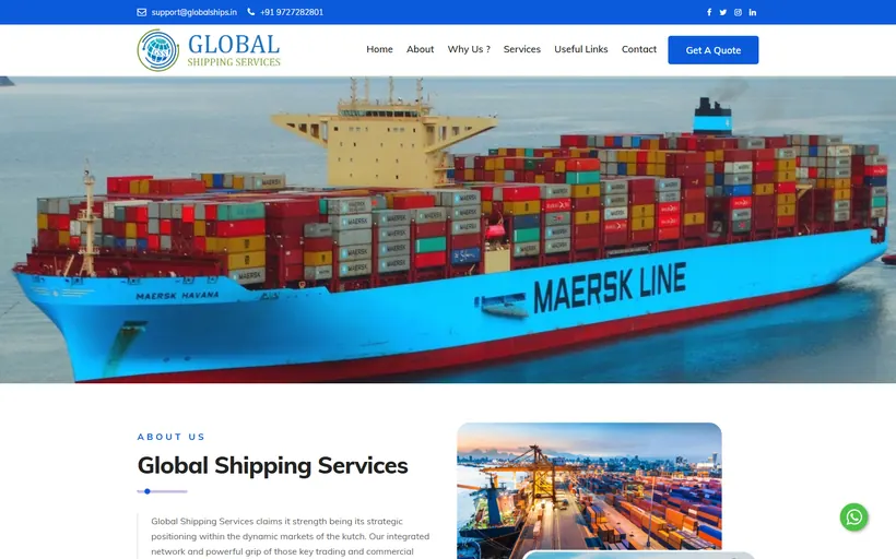 Global Shipping Services website built by Innovative (ISD)