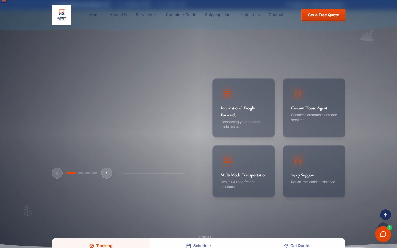 Harbour Link Shipping website built by Innovative (ISD)