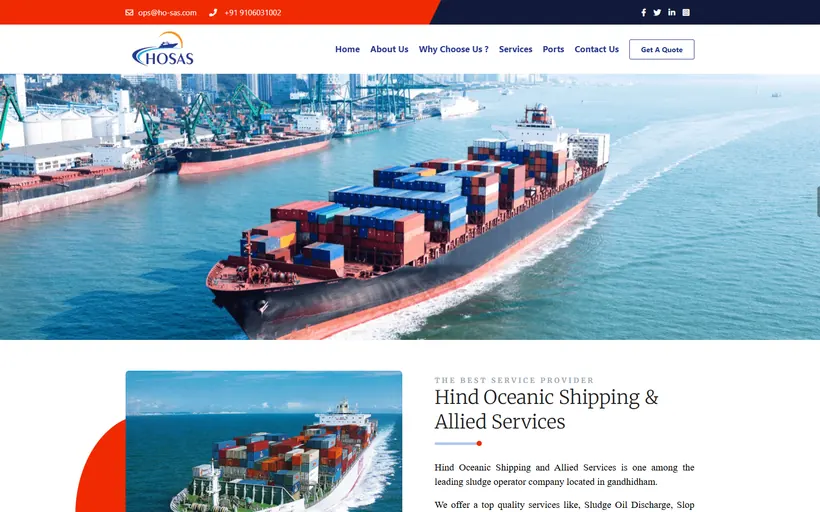 Hind Oceanic Shipping website built by Innovative (ISD)