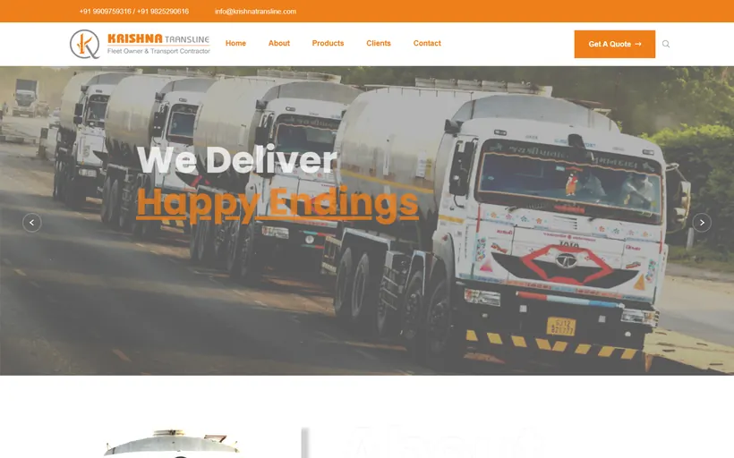 Krishna Transline website built by Innovative (ISD)