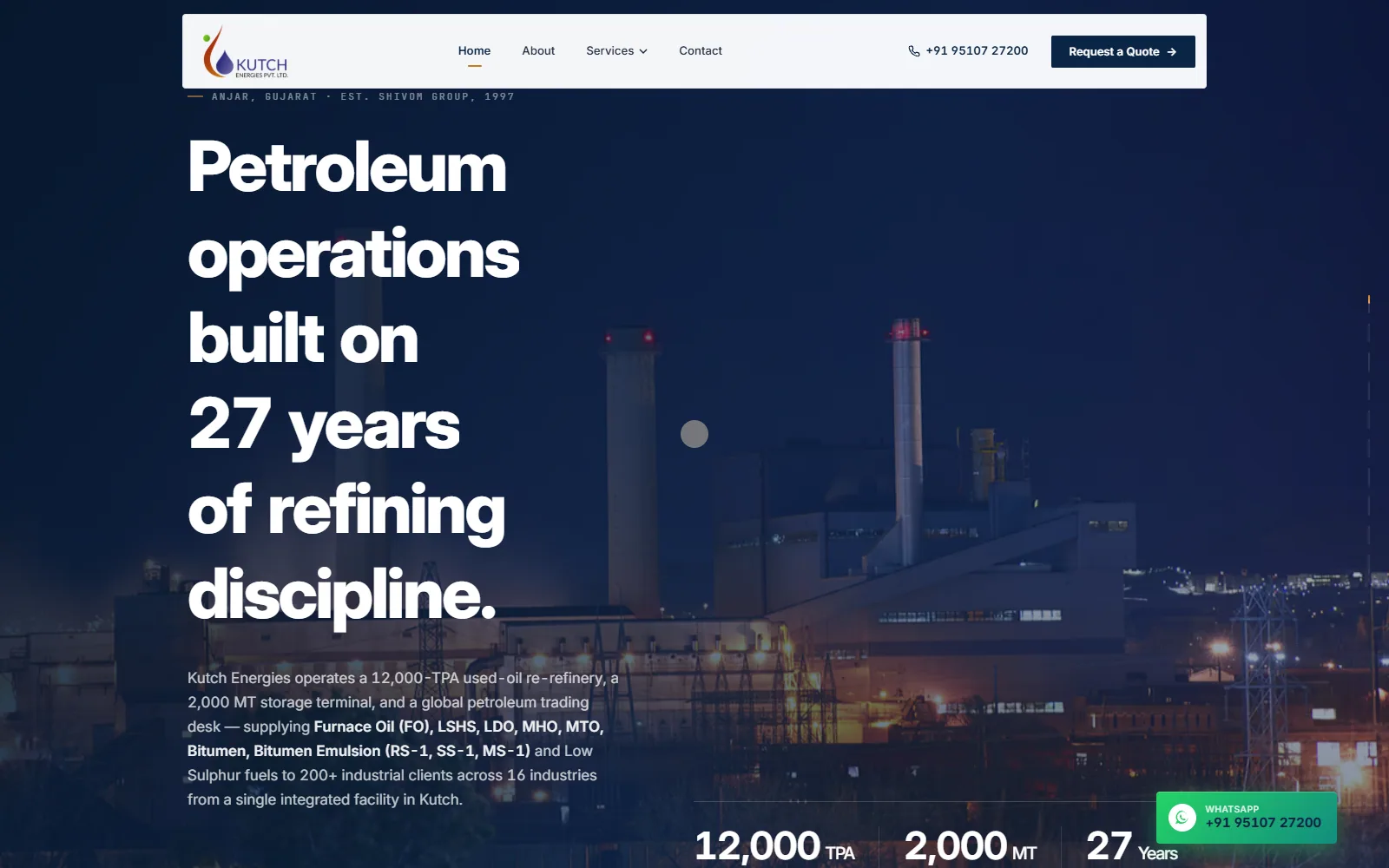 Kutch Energies website built by Innovative (ISD)