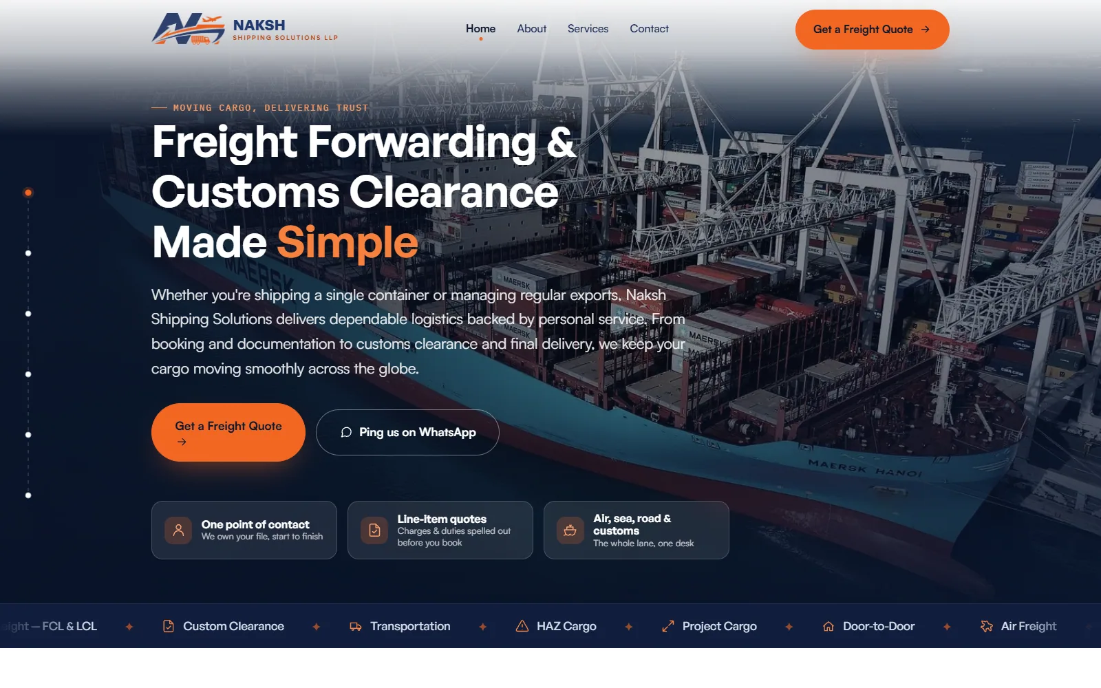 Naksh Shipping website built by Innovative (ISD)