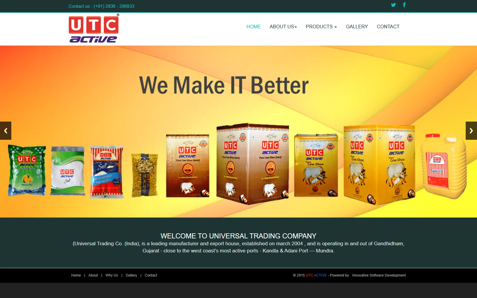 UTC Kandla website built by Innovative (ISD)