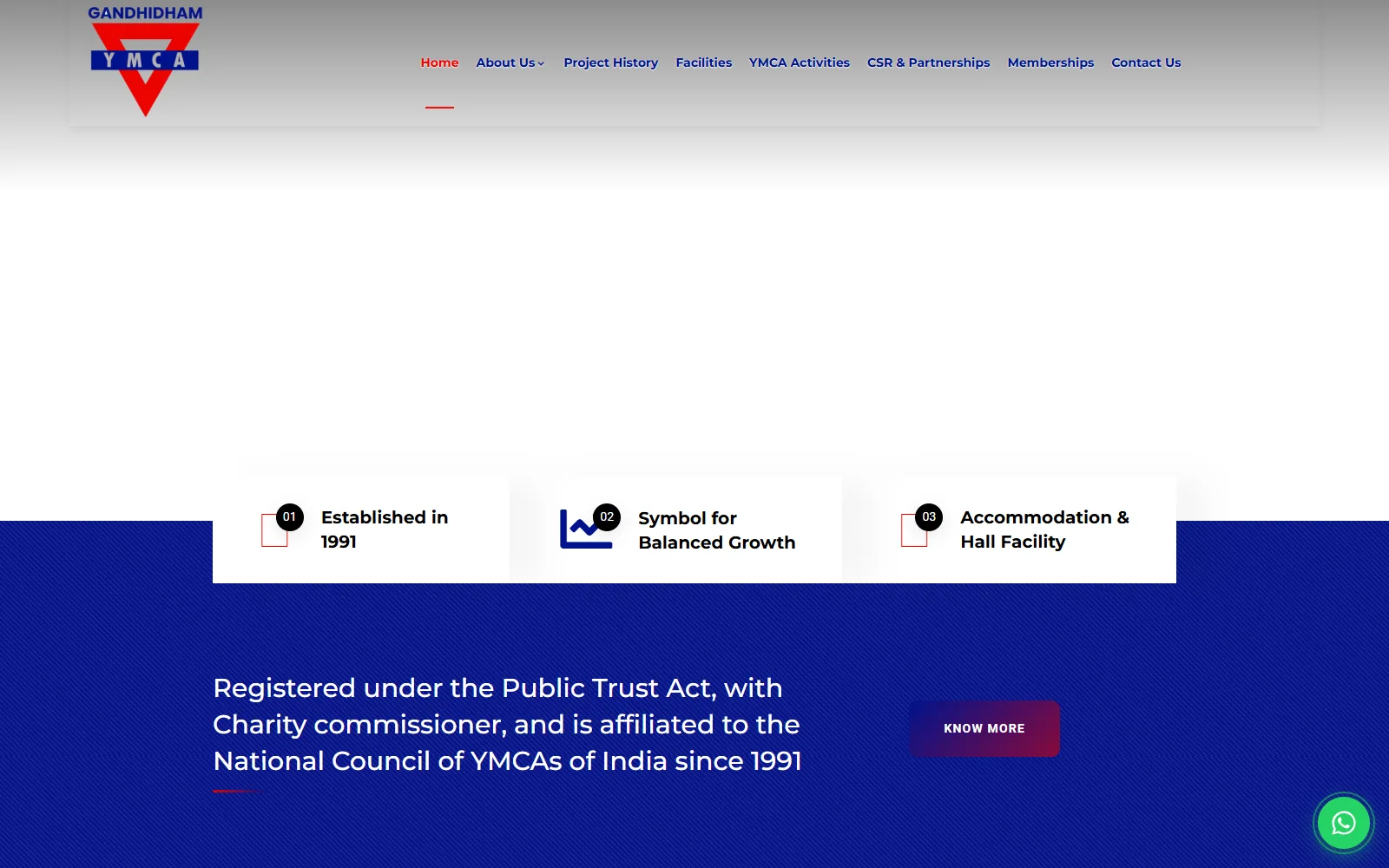 YMCA Gandhidham website built by Innovative (ISD)